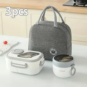Portable Lunch Bag Set with Box and Cup, Foldable Aluminum Foil Handbag, Ideal for Travel Work School, Back to School Student Bag, Durable Lunch Bag
