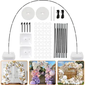 Balloon Arch Kit, 8ft Tall & 9ft Wide Adjustable Balloon Arch Stand with 2 PVC Bases,2 Water Fillable Bags, 50pcs Balloon Clips for Wedding Birthday Party Baby Shower Supplies Decoration