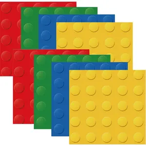 40pcs Colorful Building Block Themed Paper Napkins - 2-Ply 6.5x6.5 Inches Disposable Birthday Party Supplies & Festive Table Decorations