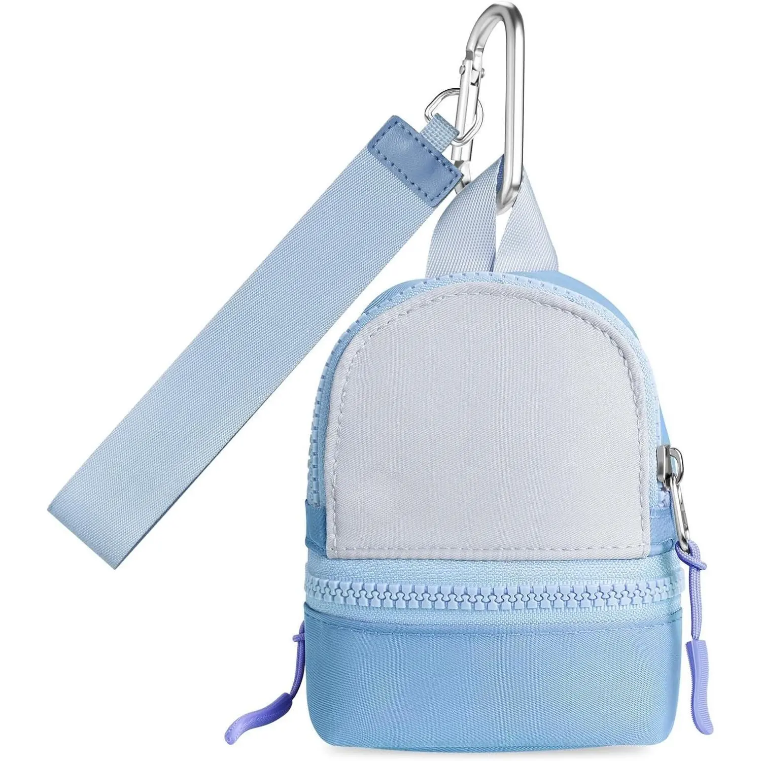 Women's Chic Irregular Mini Backpack Purse - Waterproof Nylon Keychain Wristlet with Zippered Slot, Wrist Strap, Carabiner Buckle, Adjustable Strap, Durable Sewing for Running, Hiking, Everyday Commute