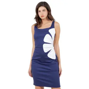 Knee-Length Dress with Flower Design