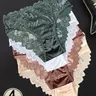 4pcs Solid Color Lace Floral Satin Casual Everyday Panties, Women's Middle Waist Briefs, Patchwork Embroidery Underwear, Elegant Lingerie Set