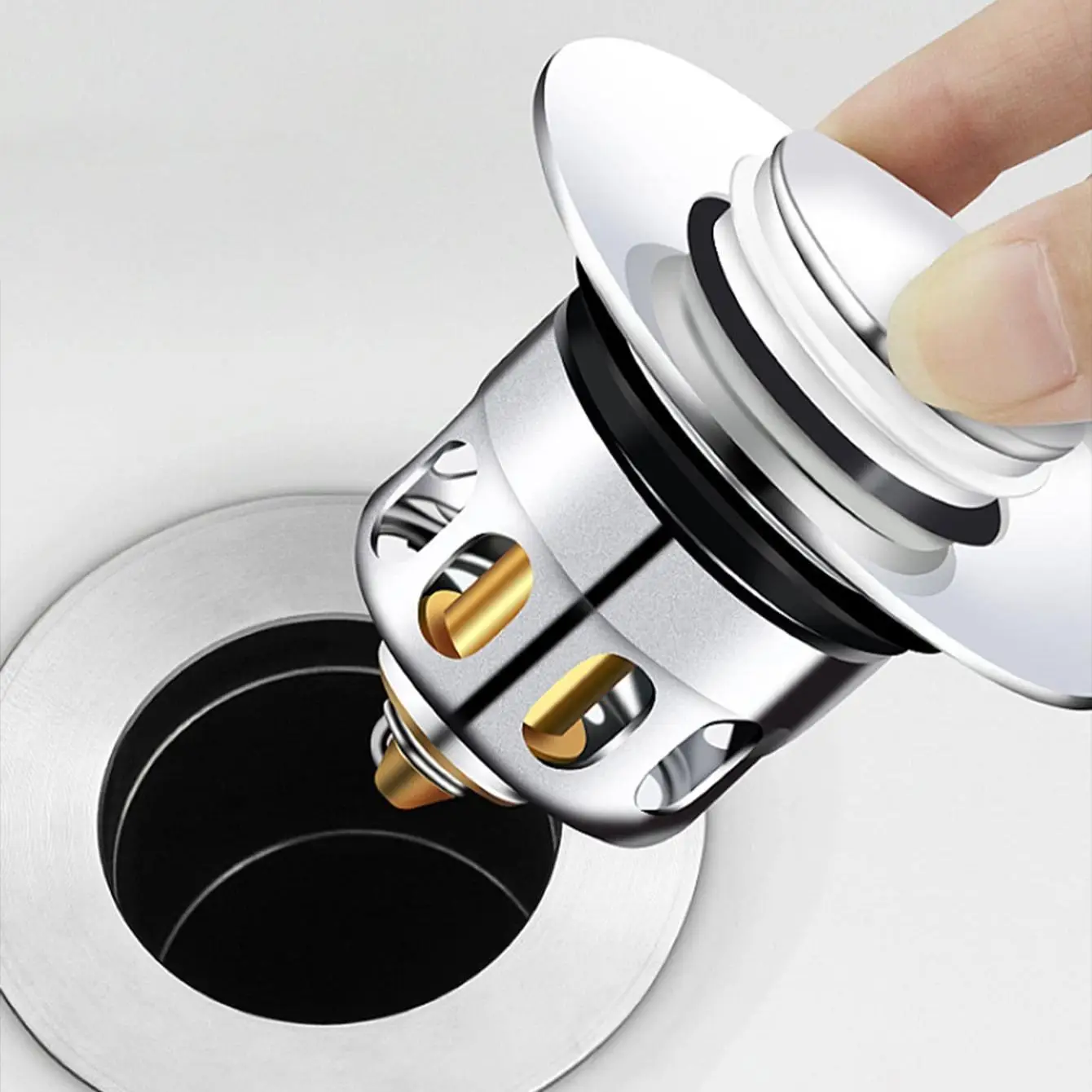 Stainless Steel Shower Bathtub Drain Stopper, 1 Count Pop Up Sink Drain Strainer with Bounce Core, Bathroom Sink Accessories, Summer Gift