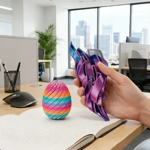 3D Printed Twisty Fidget Egg, Easter Egg Design, Fluid Flow Stress Relief Desktop Ornament for Home & Office gifts for boyfriend easter basket adults gifts realistic croak-color-changing fun toy Laser Engraved Dragon Egg Ornament