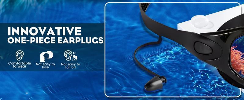 Unisex 2-Pack UV Swimming Goggles, Swimming Accessories for Adults with Anti-Fog, Leak-Proof, Wide View, Comfortable Fit, Waterproof Earplugs & Nose Clip, Suitable for Outdoor Water Sports