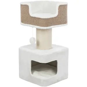 Ava XXL Jute & Plush 2-Level 34" Cat Tree with Scratching Post & Condo, Brown