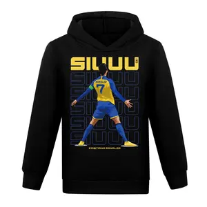 Boy's Cartoon Print Hoodie Cotton Graphic Tops Long Sleeve Sweatshirt Football Player#7 Shirt Soccer Sports Ronaldo Fans Gifts