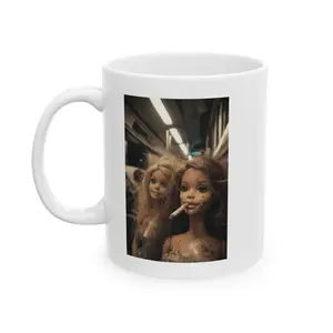 Funny Messy Doll Chaos Coffee Mug, Burnt Out Barbie Meme Mug, Chaotic Doll Humor Cup, Unhinged Meme Coffee Mug, Dark Meme Aesthetic Novelty Gift