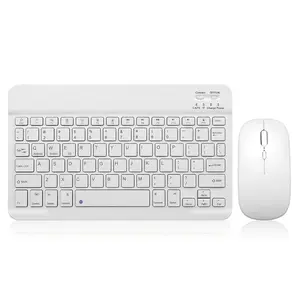 Ultra-Thin Wireless Keyboard & Mouse Combo For iPad, Samsung, Tablets, Laptops, iOS, Android, Rechargeable Speedier Response/Comfortable Typing, White
