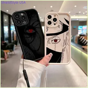 Anime Cool-N-Narutos Phone Case for IPhone 15 14 13 12 11 Pro Max  XS X  Plus Soft TPU Back Cover With Hand Strap Minimalist Unique