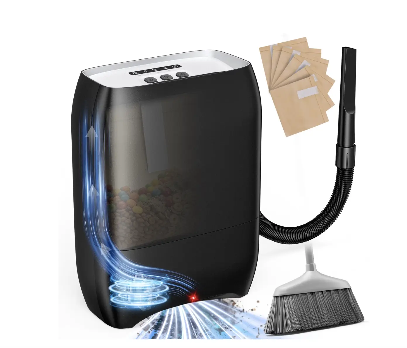 Automatic Dustpan Vacuum, Electric Floor Cleaner with Touchless Auto Sensors, 2 Cleaning Modes, Includes 6 Dust Bags and Nozzle, for Pet Hair, Home and Salon