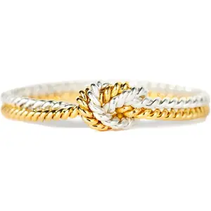 925 Sterling Silver Two Tone Knot Ring, Gold and Silver Mixed Metal Rings for Women, Friendship Gifts for Women