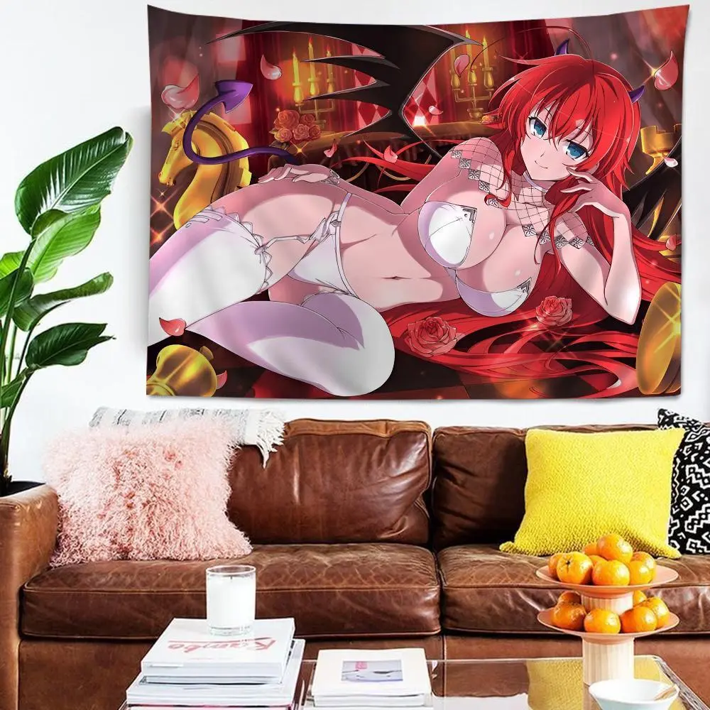 Anime High School DxD Peach Geometric Print Strong Synthetic Tapestry - Rectangular Shape, Multi-Size (40x30in/102x76cm,80X60in (203X152cm)), Light Polyester, Hand Wash Safe, Indoor/Outdoor Wall Hanging Decor for Living Room