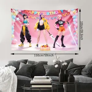 1pc KPOP idol-themed Happy Birthday wall hanging tapestry, suitable for camping birthday parties, living room, dormitory, multi-scene atmosphere decoration, an exclusive birthday surprise gift for anime fans who are obsessed with idol stars. bedroom decor