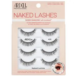 Naked Lashes 420 Multipack, Lightweight Natural Look, Invisiband for Comfort, Perfect for Everyday Wear, 4-Pairs, 1-Pack Eyelashes Makeup