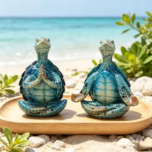 Sangeren, Meditating Sea Turtle Figurine, Coastal Beach Decor, Nautical Tabletop Ornament, Ocean Lover Gift, Resin Turtle Statue, Cottage Shelf Accent