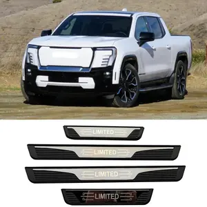 For GMC Sierra EV Side Door Sill Plates Cars Accessories 2024-2025 Car Stickers Door Entrance Protection ABS Plastic Scuff Guard Covers Auto Parts