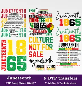 Juneteenth DTF Gang Sheet, 23x40 in. Ready-to-press Heat transfers