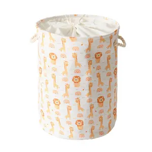 Baby Laundry Hamper, Animal Basket Safari Nursery Decor Baby Storage Basket, Toy Storage Organizer Collapsible Animal Laundry Hamper with Drawstring Closure Waterproof Round Nursery Hamper for Boys/Toddler, for Kid's Room, Play Room Lion Unicorn elephant