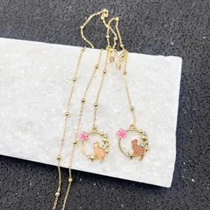 Cute kitten pendant eyeglass chain, gold-plated eyeglass chain, Bohemian style sunglasses anti slip chain, gift