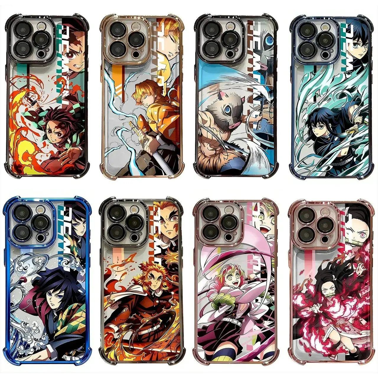 Anime Demon Slayer Split-Art Case For iPhone 17 16 15 14 13 12  Pro Max  Plus Samsung S21 S22 S23 S24 S25  A Shockproof Clear Protective Cover