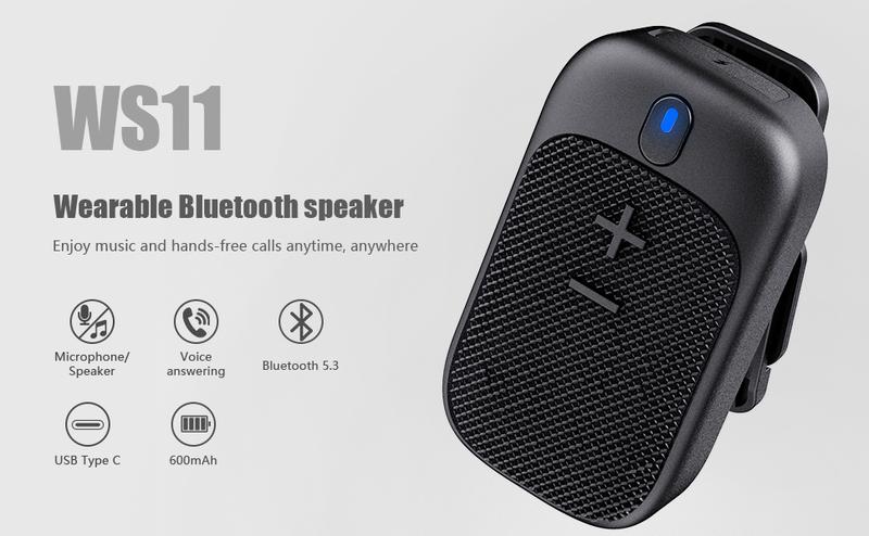 Wearable Bluetooth Speaker with IPX5 Waterproof, Magnetic Clip-on Outdoor Portable Bluetooth Speakers, Built-in Mic for Hands-Free Music and Calls Wearable Bluetooth Speaker with IPX5 Waterproof, Magnetic Clip-on Outdoor Portable Bluetooth Speakers, Built-in Mic for Hands-Free Music and Calls