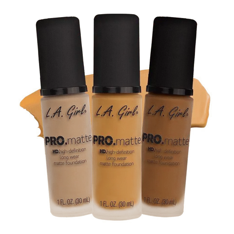 L.A. Girl PRO.Matte Foundation HD High Definition Long Wear Matte Finish 30 mL Suede-like Finish Cruelty-free Vegan Makeup Concealer Beige Pigment