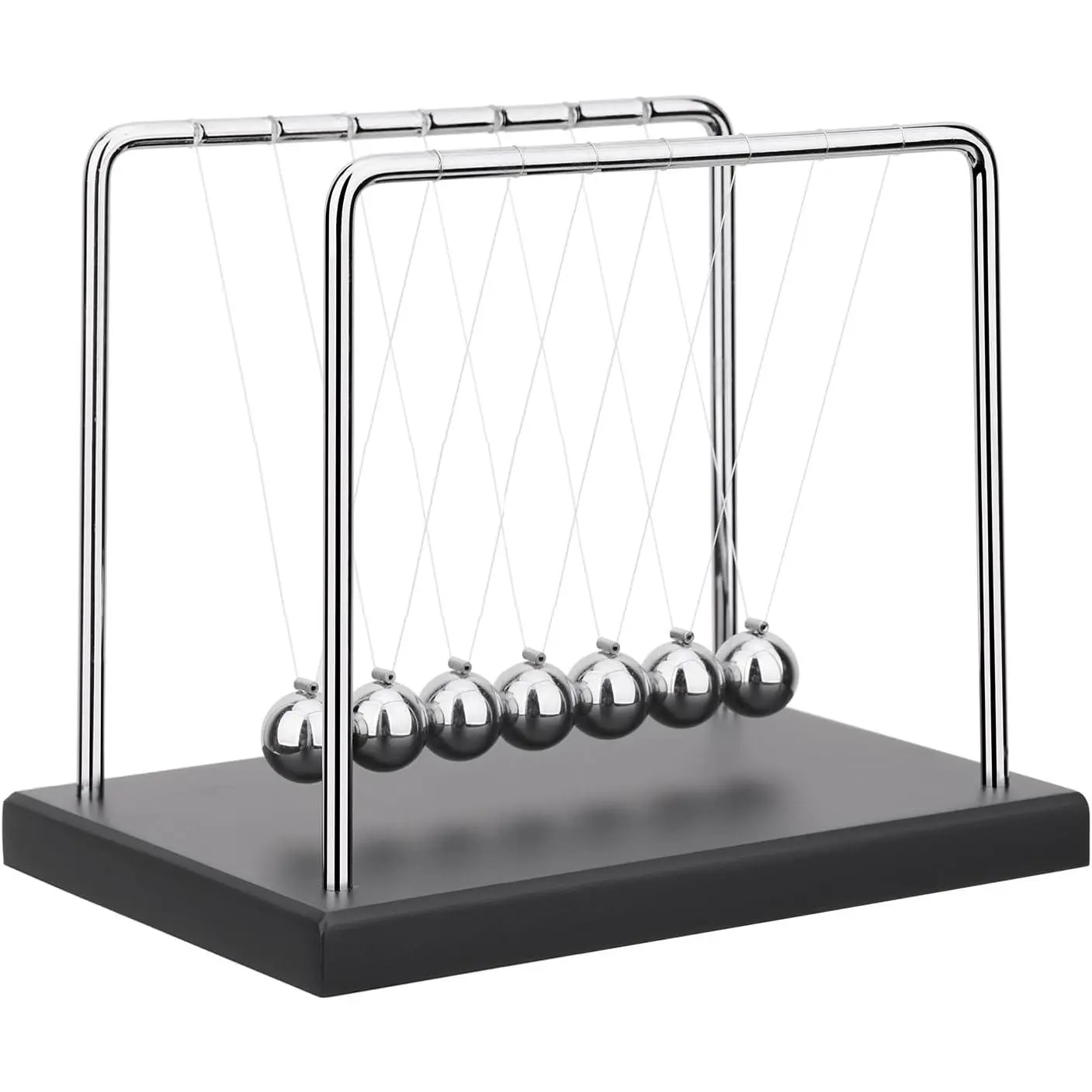 P-SO083 Stainless Steel 7-Beads Newton's Cradle - Energy Demo Toy, Physics Study Gadget, Stress Relief Kinetic Motion Home Office Bedroom House Decoration, Unisex Gift for 8-10 Years, 12 Years Above Holidays Birthdays