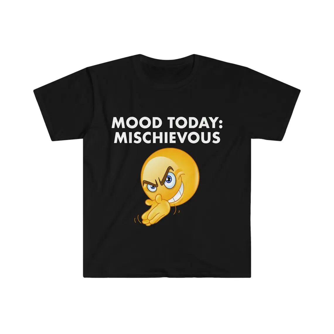 Men's Soft Round Neck Short-Sleeve Casual T-Shirt - Menswear Top, Funny Meme Print, Mischievous Mood Joke Design, Unisex Summer Gift, Tshirt, Shortsleeve, Joke Print, Soft Cotton, Streetwear, Machine Wash, Casual Fit