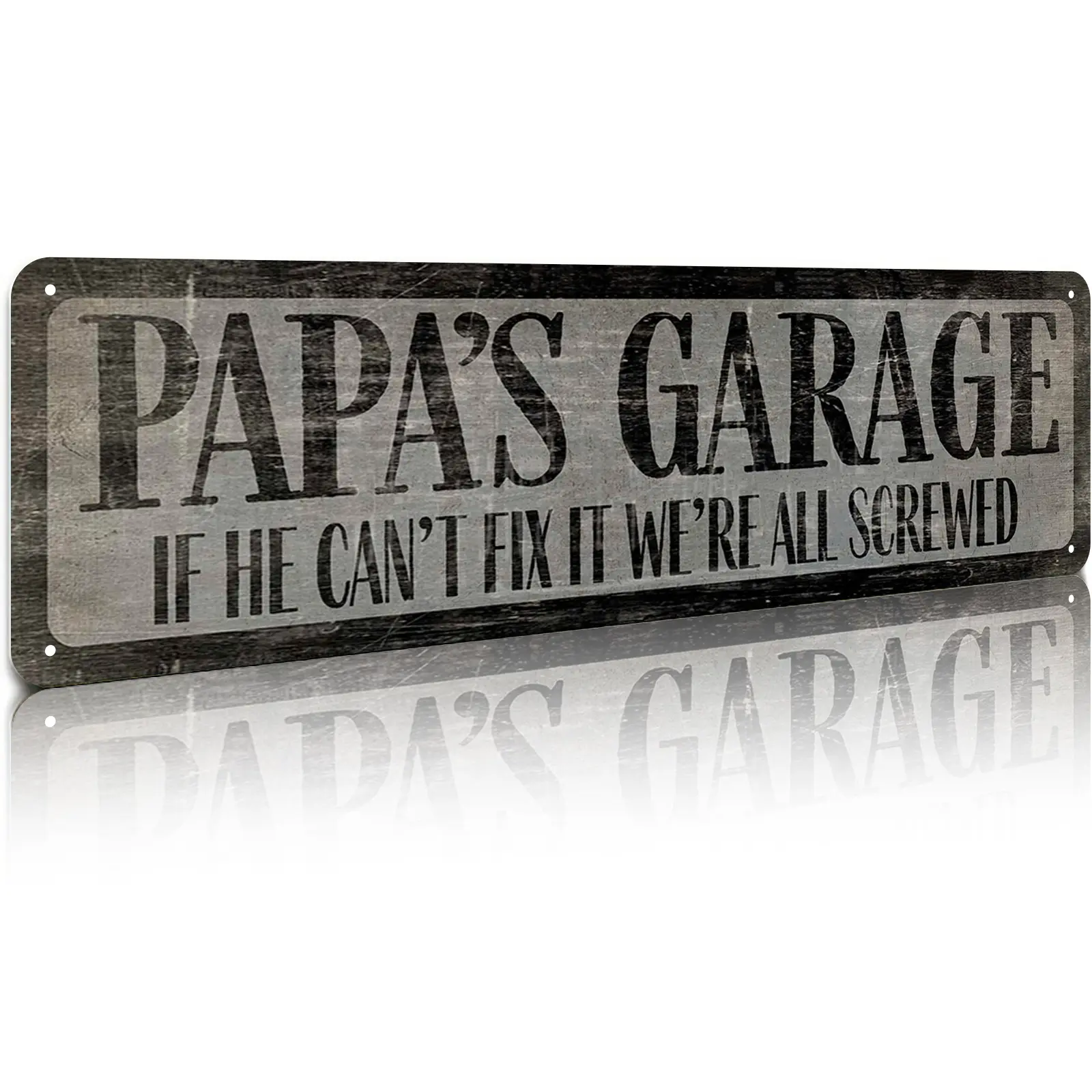 Papa'S Garage Sign Gift For Papa If He Can'T Fix It We'Re All Screwed Sign, Funny Papa Gift For Father'S Day, Rustic Hanging Decor, Home Garage Decor 4x16in Decorative Plaque