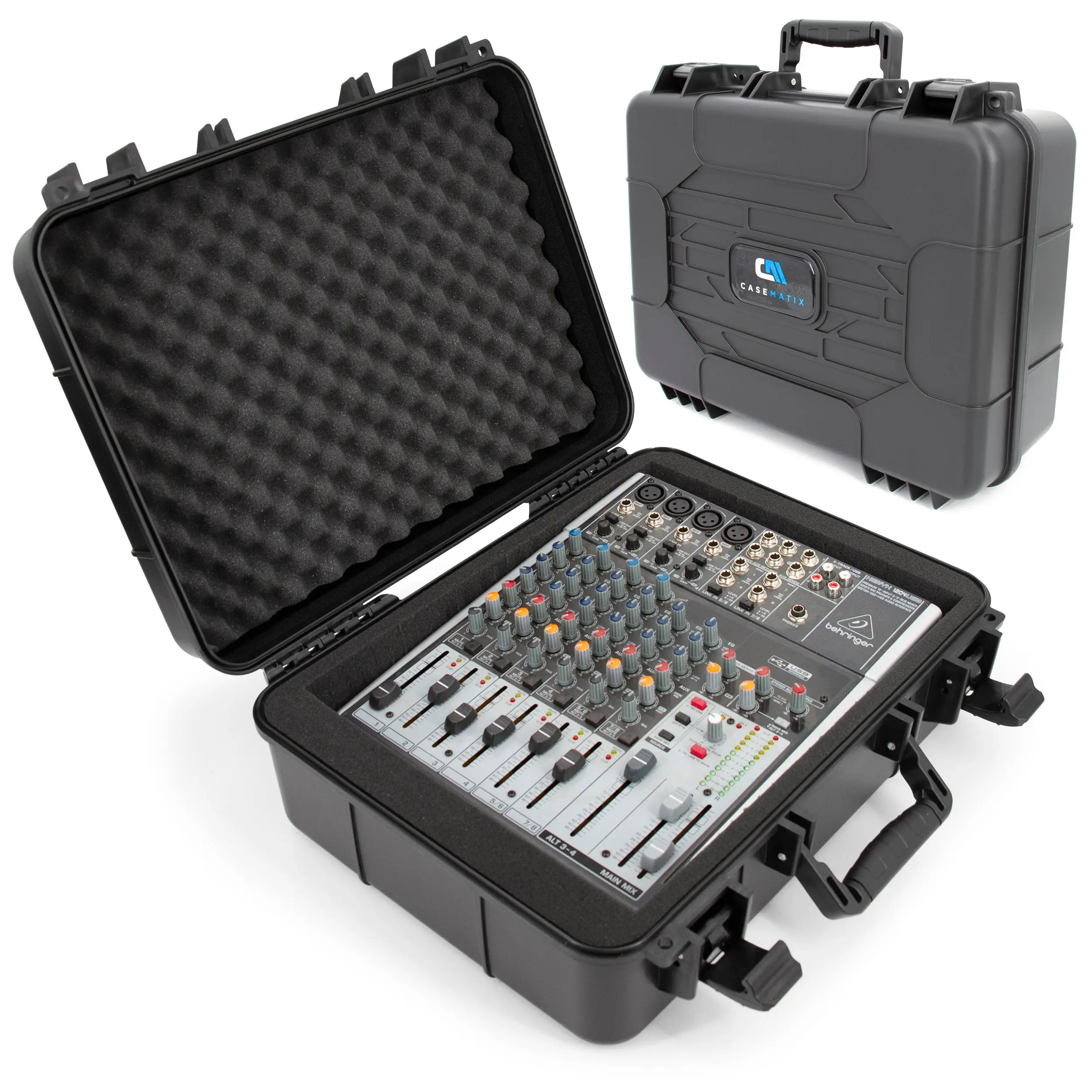 CASEMATIX 16" Hard Shell Audio Mixer Travel Case for Behringer Xenyx Q1202USB, X1204USB, 1202FX, 802, QX1202USB, 1002 with Durable Composite Plastic & Tri-Layer Foam Interior