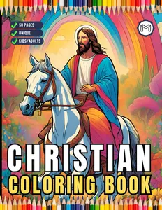 50 Pages Easy Jesus Coloring Book Gift for Adults Kids Children Boys Girls Teens Christian Religion Catholic Bible Stories Religious Coloring Pages ... for Kids Christmas Activity Coloring Book, Paperback