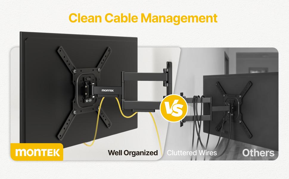 monTEK Adjustable Full Motion TV Wall Mount - 13-120 in Flat & Curved TVs, Living Room Modern Articulated Arm Bracket, Max VESA 900x600mm, 265 lbs Max Load, Easy Install, Swivel-Tilt