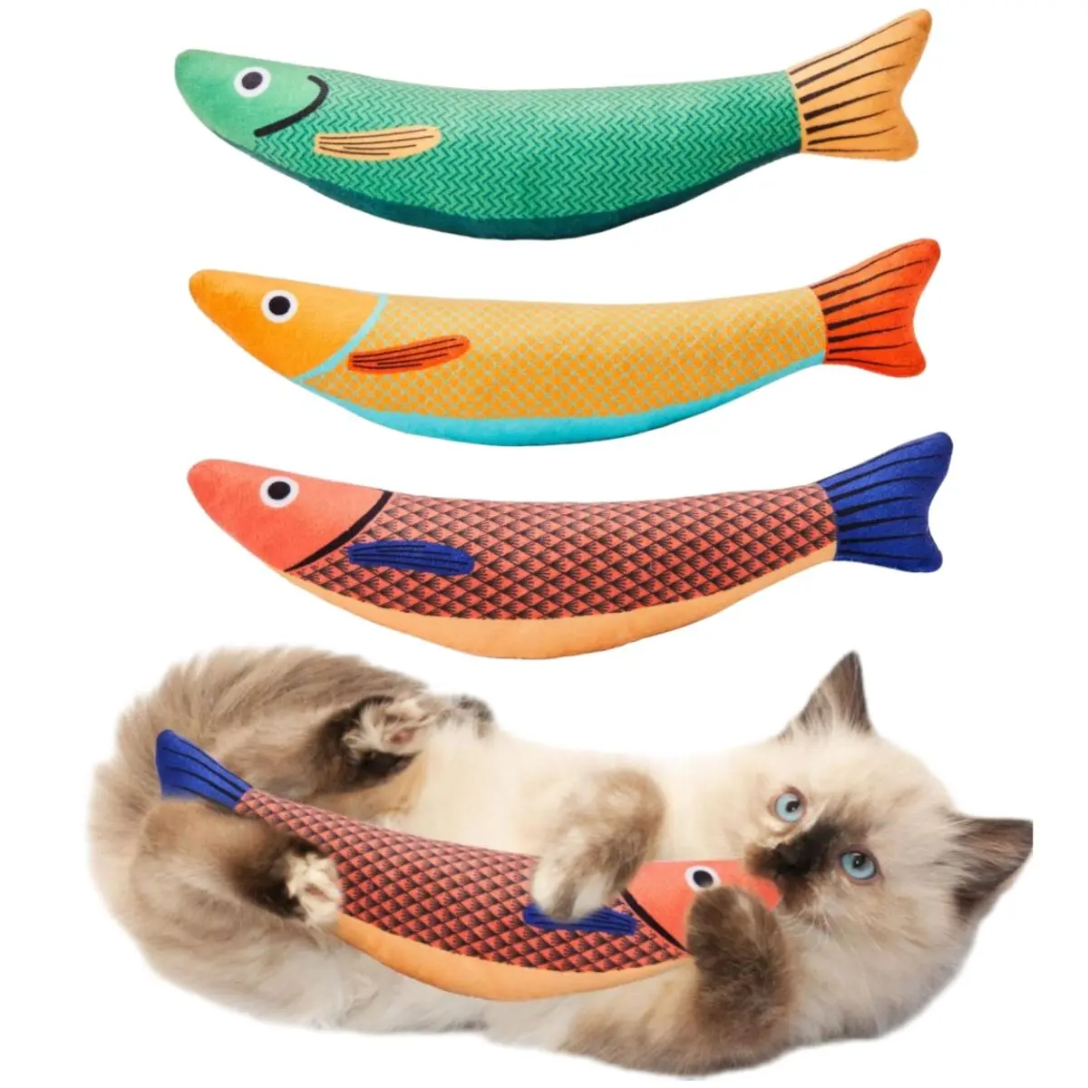 [Summervibes] 3Pcs/Set Cat Toys Saury Fish,Catnip Crinkle Sound,Soft and Durable,Interactive Kitten Kicker for Indoor Kitty Exercise 9.4 Inches for All Breeds,Halloween Party Gifts,Hand Tools Kits