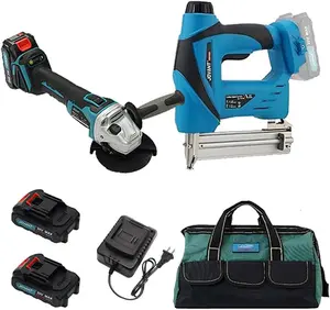 JOVANT 2-in-1 Cordless Tool: Nail Gun & 5/8” Angle Grinder, Includes 2×2.0Ah Batteries – Professional Combo for Framing, Trimming, Metal Cutting, Sharpening and Multi-Material Fabrication