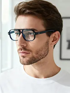 Men's Plastic Full Frame Square Glasses, Trendy Vintage Eyeglasses, Classic Vintage Casual Fashion Eyewear, Trendy Street Style Unisex Sunglasses