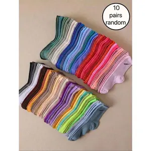 10/20/30Pairs Unisex Random Soild Color Ankle Socks, Casual Comfortable Breathable Socks for Daily Wear, Multipack Low Cut Knit Socks for Men and Women