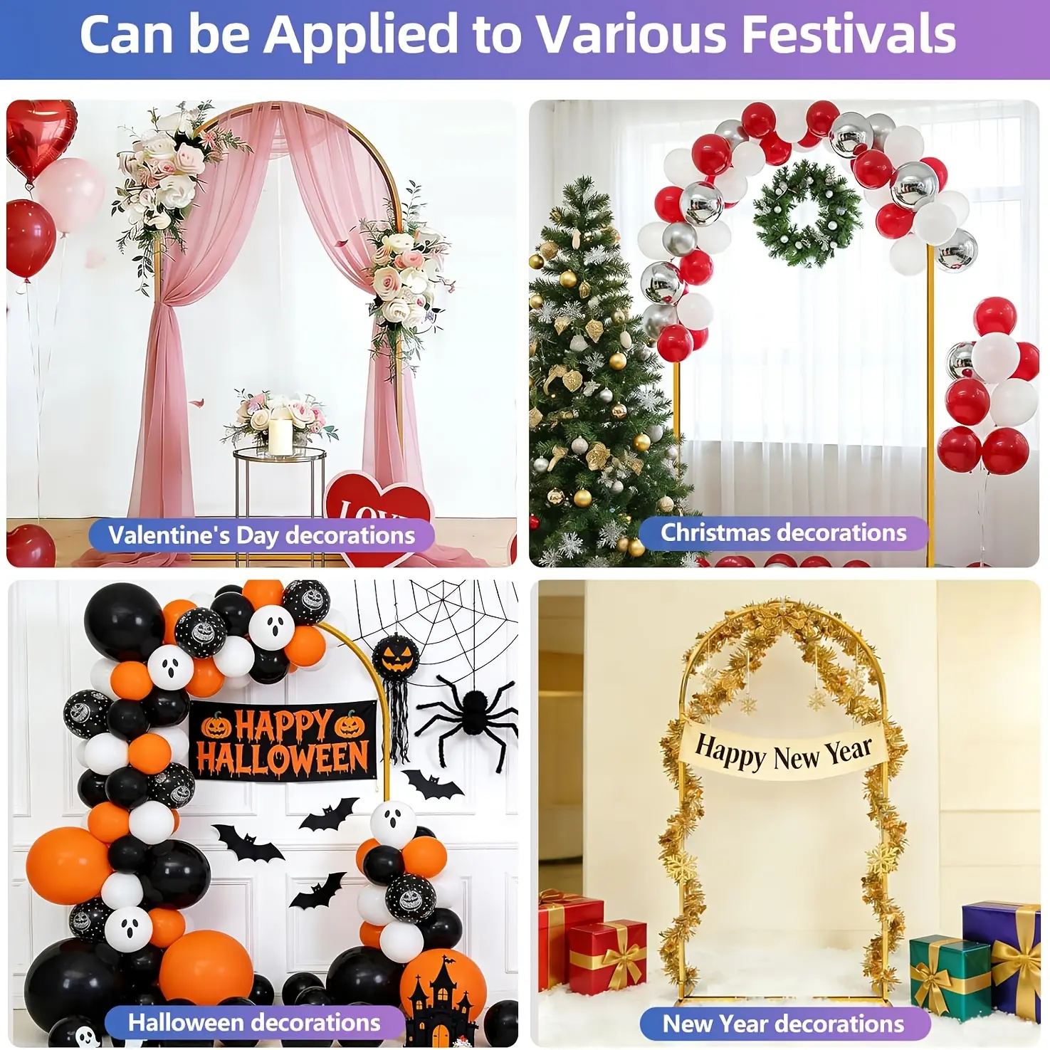 Metal Arch Backdrop Stand, Gold, Easy To Assemble, Gold Wedding Arch Backdrop Stand For Stable Base, For Balloons, Garden Decor, Ideal For Weddding, Birthday Party, Graduation Ceremony Decor