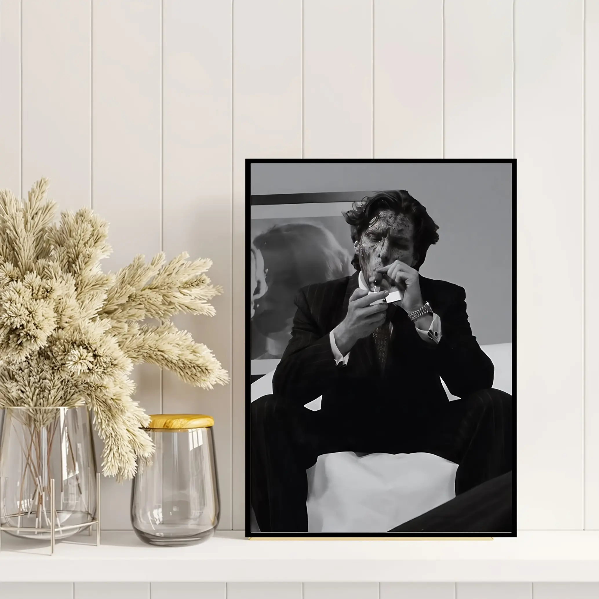 Poster - American Psycho Wall Art, Black And White Cult Film Print, Dark Aesthetic Decor,  Movie Poster, Film Poster, Canvas Decoration, Unframed