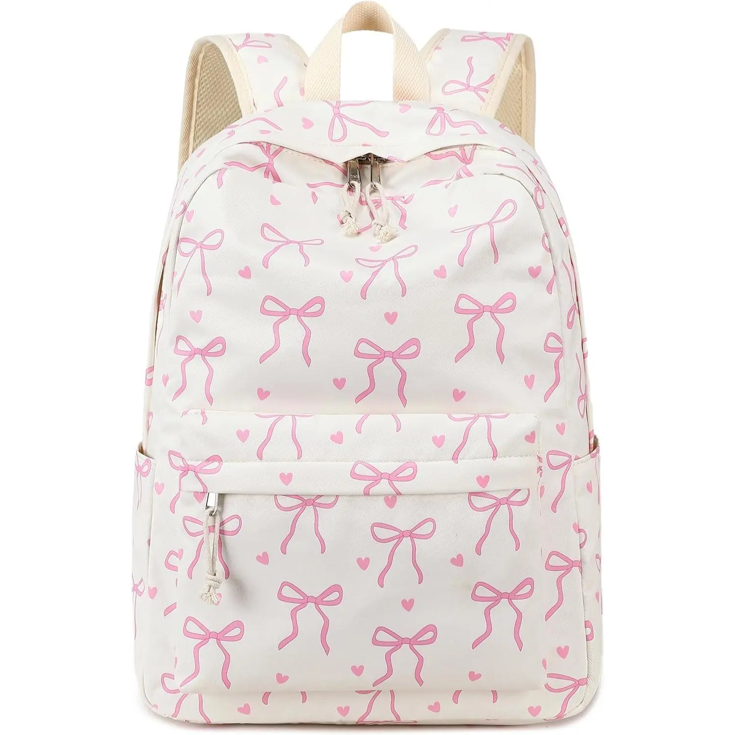 Backpack for Girls School Backpacks Bookbags for Elementary Middle School Women Laptop Backpacks (Bow tie Beige, L-17)