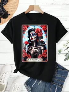 100% Cotton La Chingona Tarot Card Funny Spanish Slang Boss Latina Power T-Shirt