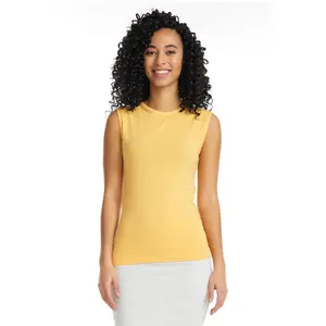 Mango Yellow Sleeveless Crewneck T-Shirt for Women