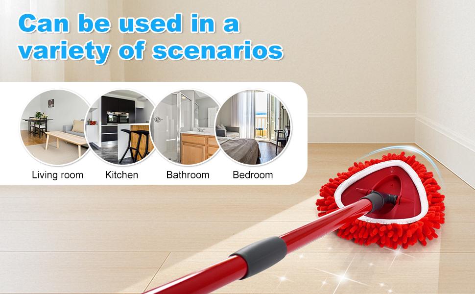 Mop Replace Head for O Cedar, Spin Mop Heads Replacements for Ocedar Easywring 1 Tank Spin Mop, Chenille Duster for Ocedar Mop Include 4 Pack Red Microfiber Chenille Mop Pad for Ocedar Spin Mop