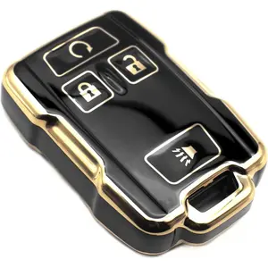 Key Fob Cover Compatible with Chevy Chevrolet Colorado Silverado Suburban Tahoe GMC Canyon Sierra 1500 2500 3500 HD TPU Remote Keyless Key Fob Case Protection Shell Accessories, Black