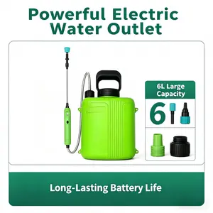 Battery-powered backpack sprayer, equipped with a battery indicator, telescopic pole, and 3 nozzles, with a capacity of 6L, featuring two adjustable pressure settings, rechargeable garden sprayer, suitable for lawns, yards, and pest control.