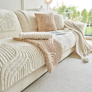 Soft Flannel Sofa Cushion, Minimalist Style Tail Design Soft Sofa Protector, Fashion Couch Protector, Quilted Sofa Cover, Couch Slipcover, All-Season Use, Durable & Pet-Friendly, Fits Single to 4-Seater Sofas