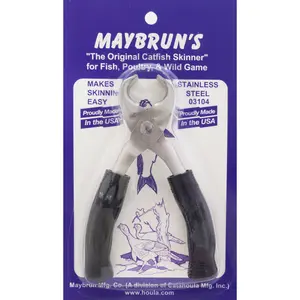 Maybrun Catfish Skinner Fisherman's Pinchers Chrome Plated Regular Heavy Stainless Steel Spring Neoprene Grip for Efficient Rib Skinning