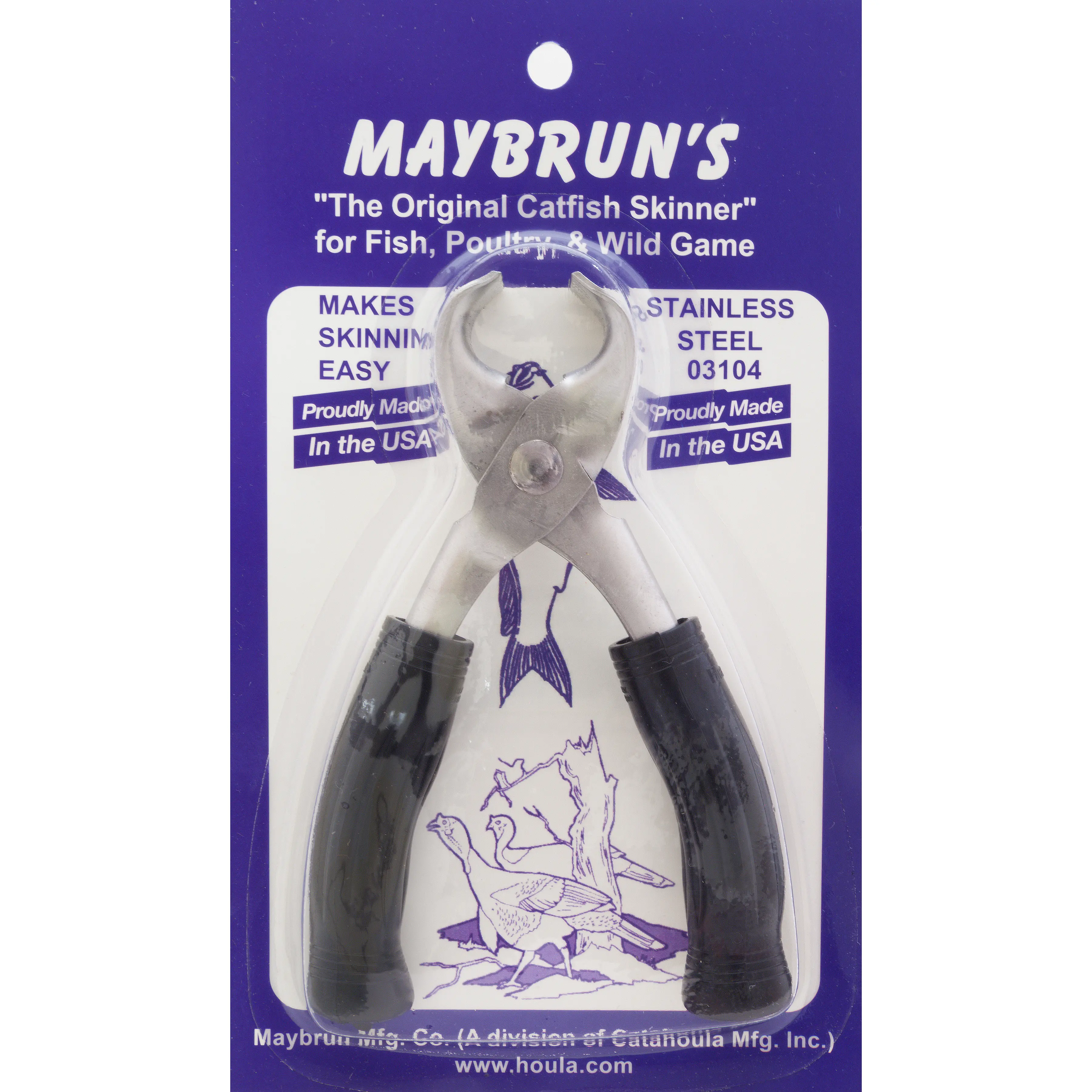 Maybrun Catfish Skinner Fisherman's Pinchers Chrome Plated Regular Heavy Stainless Steel Spring Neoprene Grip for Efficient Rib Skinning