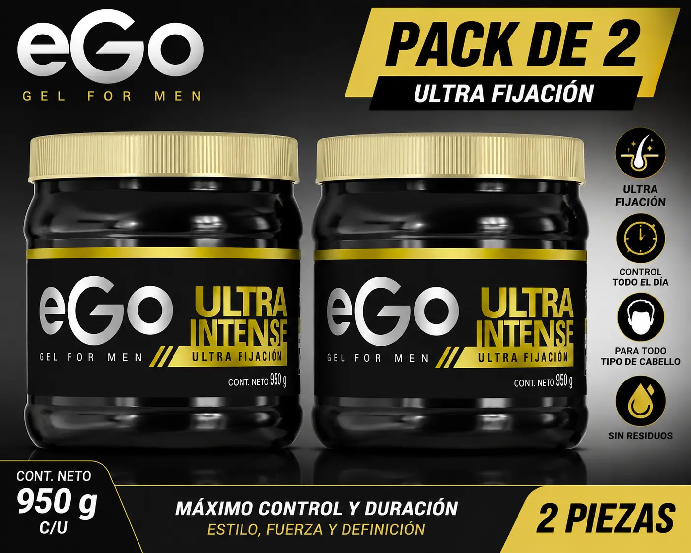 EGO Gel para Cabello for MEN 950 GR Ultra INTENSE- extra fijacion