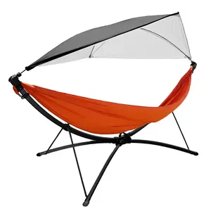 Portable Hammock with Quick-Fold Stand, Adjustable Canopy and Storage Bag - Ideal for Summer Outings, Creative Gift for Families (Sports & Outdoor Camping Hiking Accessory)